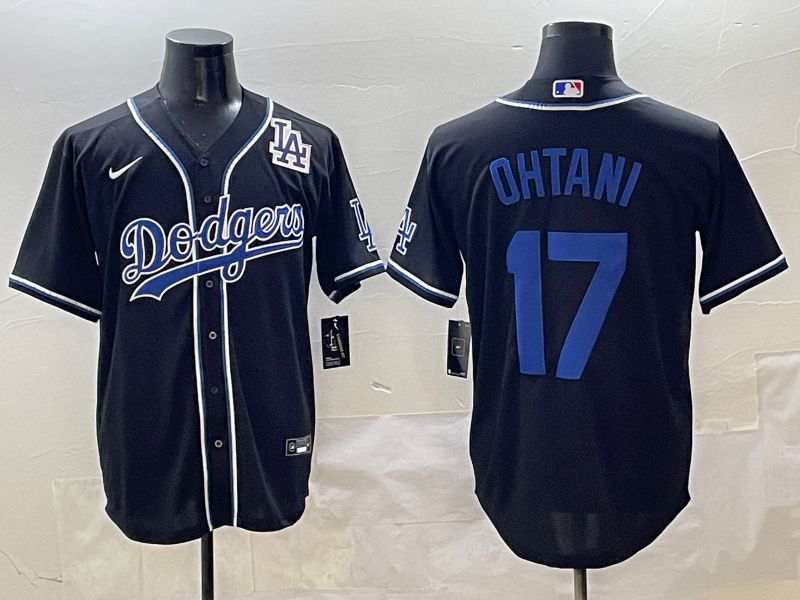 Men Los Angeles Dodgers 17 Ohtani Black blue Three generations Nike 2025 MLB Jersey style 12